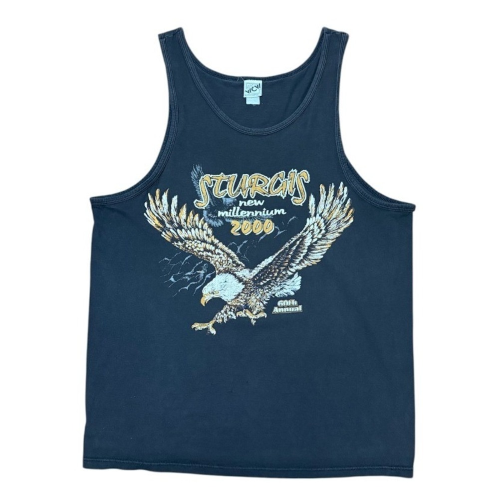 Vintage Y2K WCW Sturgis Annual Biker Rally USA Eagle Art Motorcycle Tank Shirt